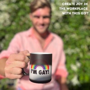 I'm Gay Rainbow Heat Change Mug - Funny Rude Mug - Message Appears as it Heats - Perfect Novelty Gag Gift, best funny gifts and pride accessories - Secret Santa or White Elephant Gift