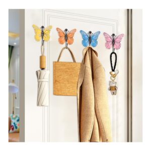 Comidox 4Pcs Cute Butterfly Coat Hooks Creative Decorative Butterfly Wall Hooks Perfect for Hanging Coats,Bags,Scarves,Towels and Keys Stylish Room Wall Decoration