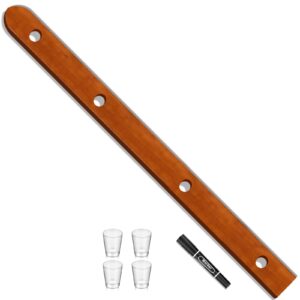 suzile wooden shot board ski 4 person retro rustic shot board ski with 4 shot glasses and marker for weddings vacations celebrations and wedding gifts(brown)