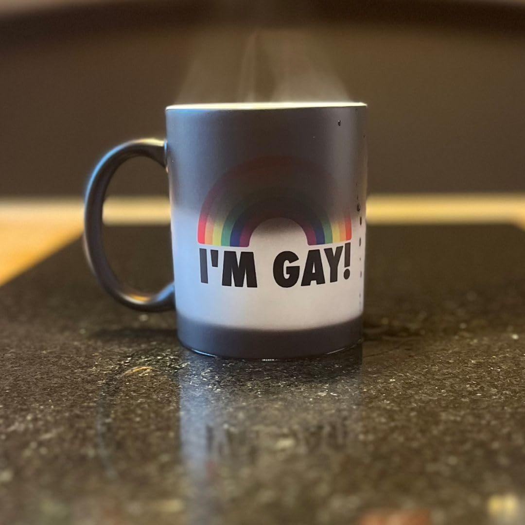 I'm Gay Rainbow Heat Change Mug - Funny Rude Mug - Message Appears as it Heats - Perfect Novelty Gag Gift, best funny gifts and pride accessories - Secret Santa or White Elephant Gift