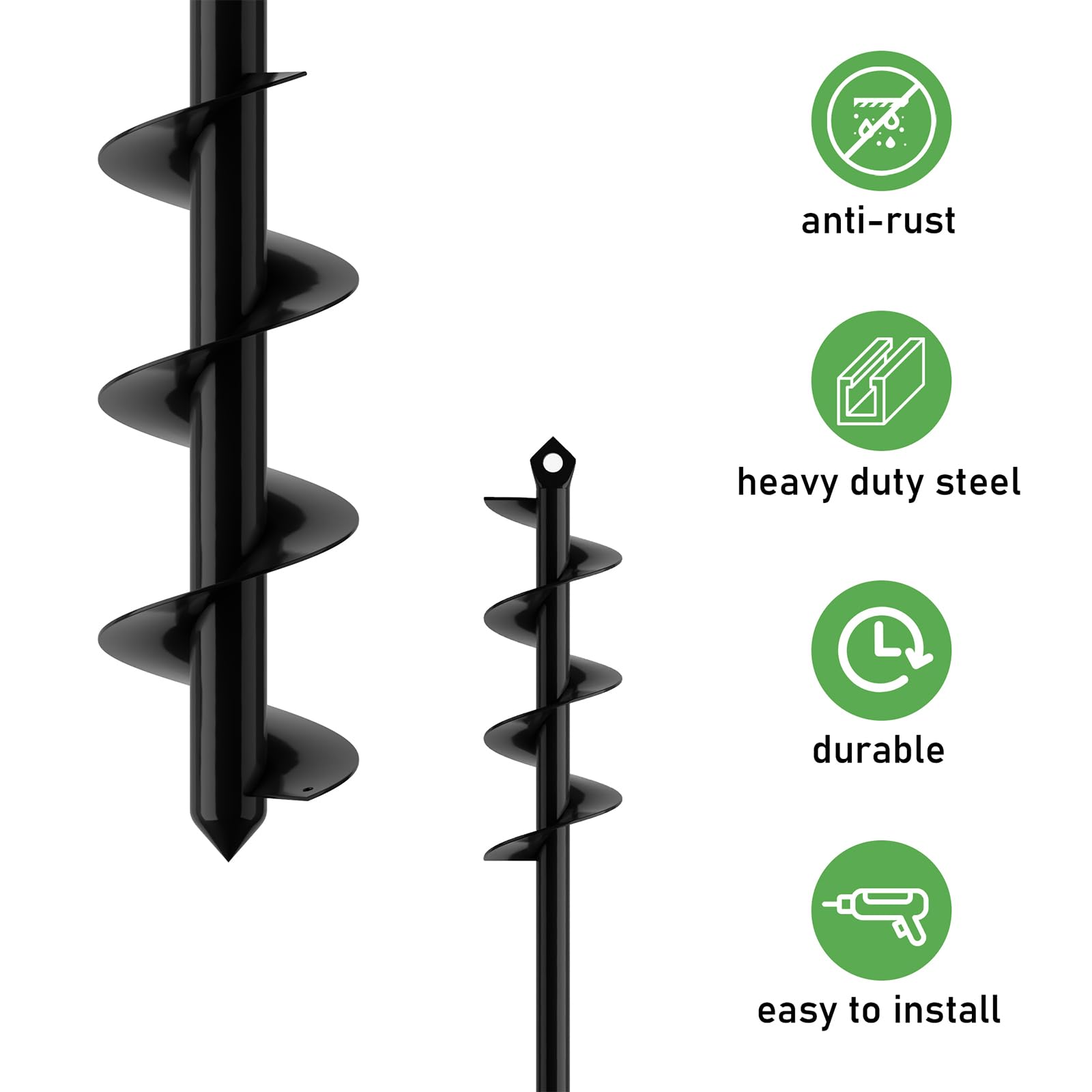 HOOPLE Garden Auger Drill Bit for Planting. Auger Drill Bit Plant Flower Bulb Auger Hole Drill Bulb Planter Auger for 3/8" Hex Drive Drill. (1.6"x16"+ 3.5"x16")