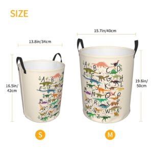 Xioaidjaa Laundry Hamper Dinosaurs Alphabet Laundry Basket Waterproof Personality Fashion Hampers for Laundry Large Collapsible Laundry Basket Storage Basket for Dorm and Home