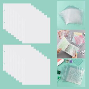 baofali 100 pags 6" x6" clear plastic binder pockets,2 holes 2 pockets per page, can fit more stencils,made exclusively for stencils,die cuts,photos,stamps within size 6x6 storage bills organizer