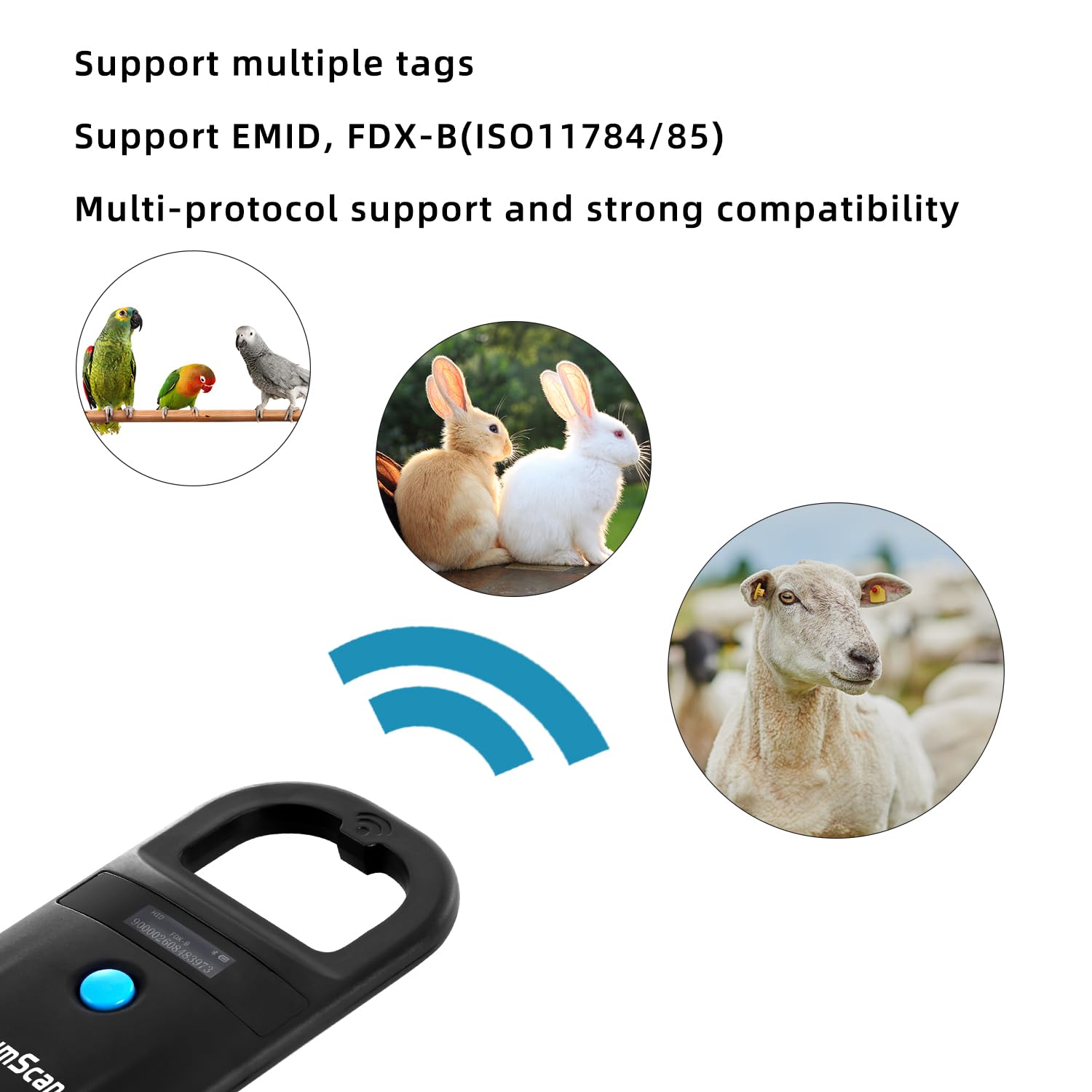 NetumScan Upgraded Pet Microchip Reader Scanner, 256 Data Storage Animal Tag Scanner Rechargeable Handheld Pet Chip ID Scanner with Stable OLED Display for ISO 11784/11785,FDX-B and ID64 RFID EMID