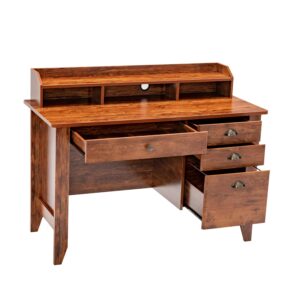 Safeplus 48" Computer Desk with 4 Storage Drawers and Hutch Wood Executive Table for PC Laptop