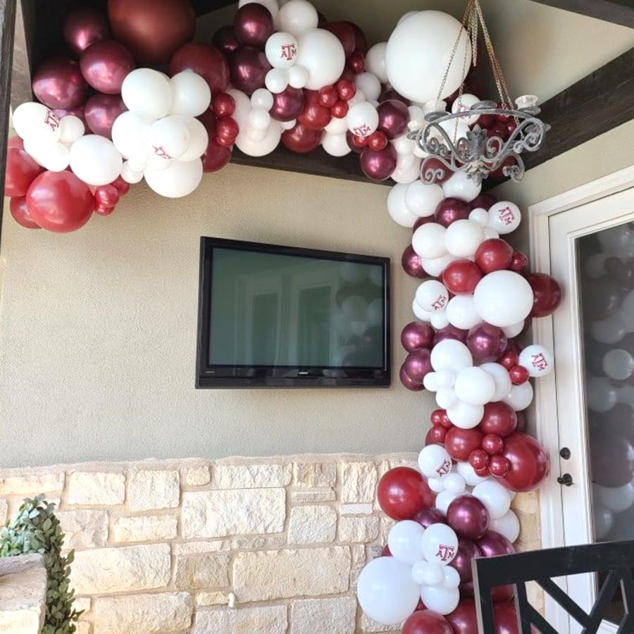 RUBFAC 120pcs Burgundy Balloons 12 Inches Latex Balloons, Pearl Wine Red Balloons for Birthday Baby Shower Graduation Anniversary Wedding Party Supplies Garland Arch Decoration