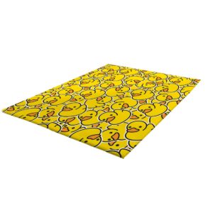 BlessLiving Duck Area Rug Soft 3D Yellow Rubber Duck Pattern Floor Mat Cute Yellow Duckies Reversible Large Carpet for Bedroom Kitchen Living Room, 3' x 5'