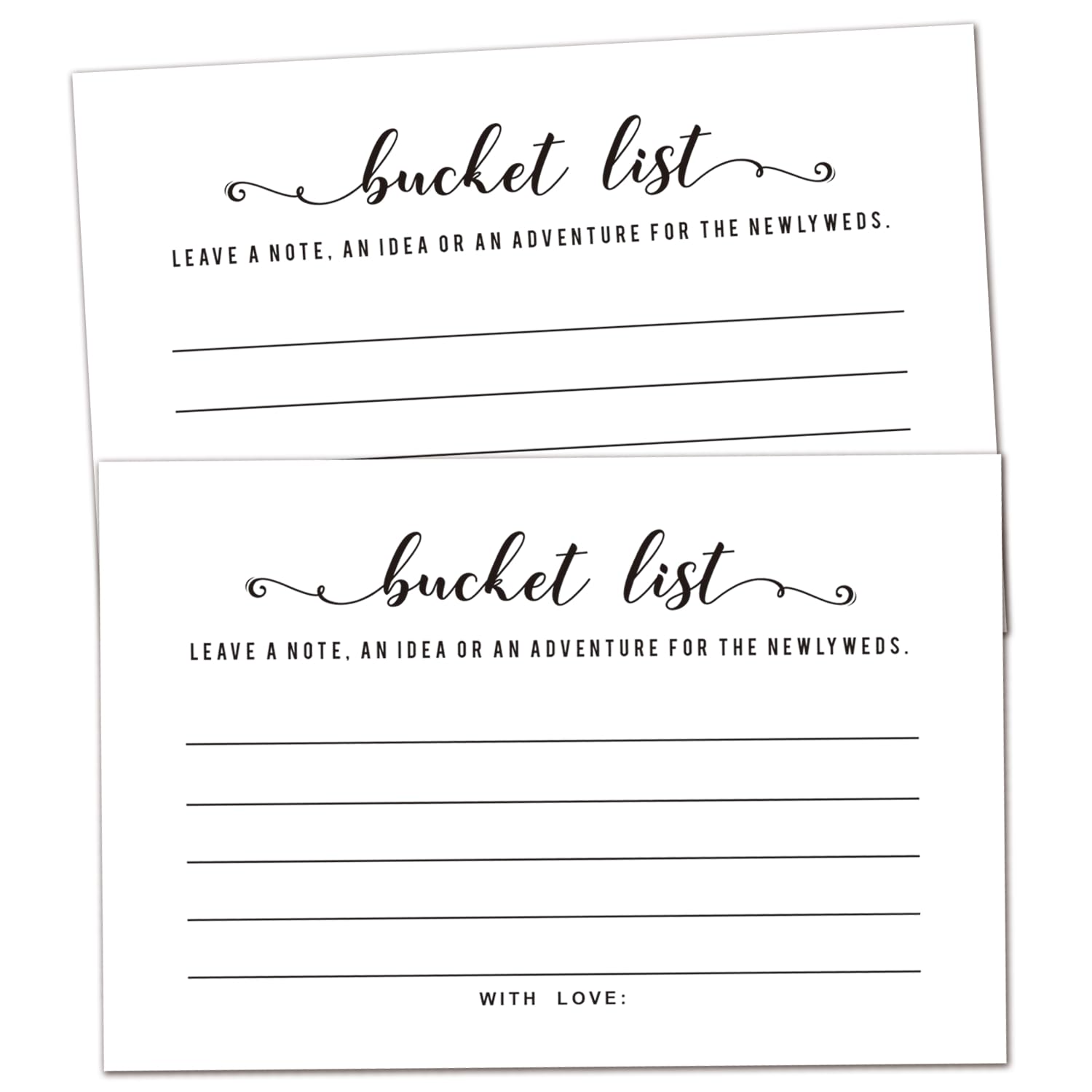 50 Wedding Bucket List Cards for Bridal Showers Wedding Reception Activities, Bucket List Suggestion Cards - Fun Party Game Activity Guestbook for Graduation, Retirement, Anniversary, and Birthday.