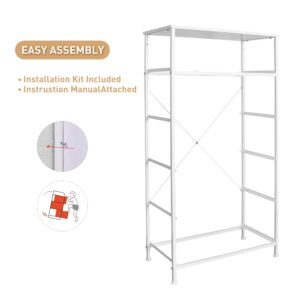 Mifuro Tall Dresser for Bedroom, Vertical Storage Organizer Tower with 6 Drawers, Chest of Drawers with Fabric Bins, Steel Frame, Wood Top for Bedroom, Closet, Entryway- White