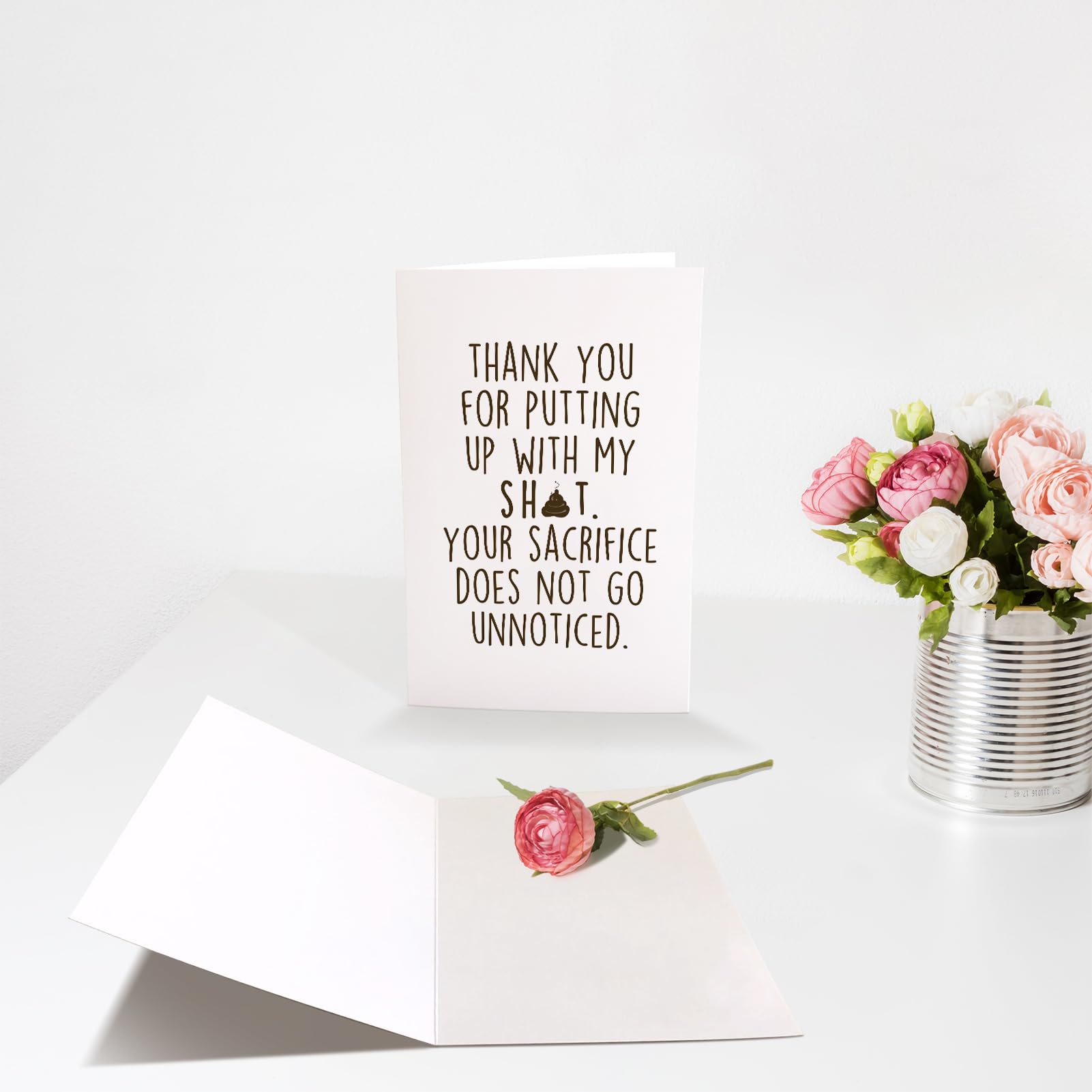 Funny Thank You Card for Him Her, Appreciation Card for Mom Dad Colleague, Anniversary Card for Husband Wife, Thank You for Putting Up With My Shit