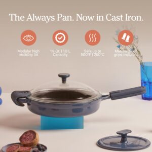 Our Place Cast Iron Always Pan | Premium Enameled, Toxin-Free Surface | 10-inch 8-in-1 Multifunctional Cookware System | Lid, Handle Covers | Heavy Duty Skillet | Oven & High Heat Safe | Blue Salt