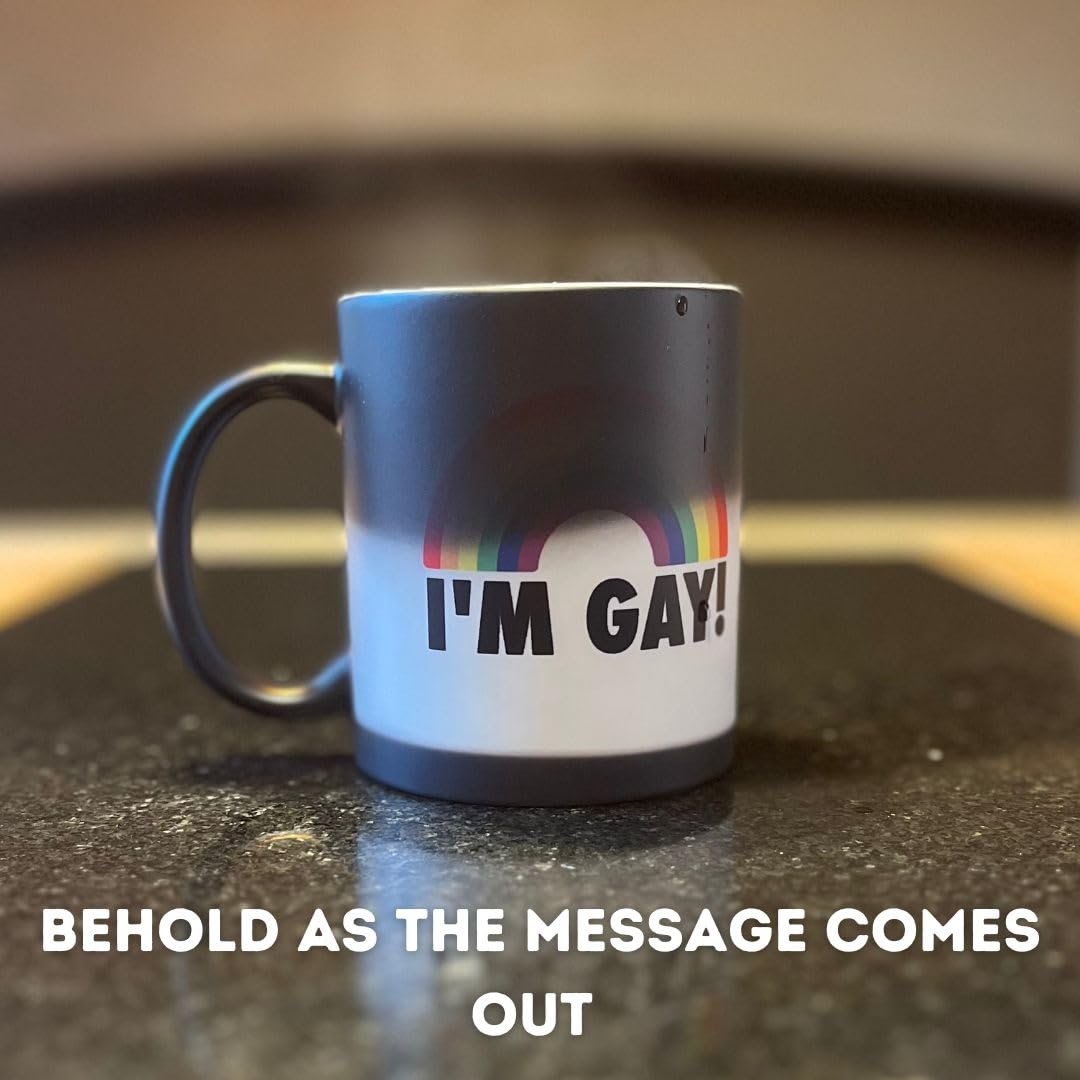 I'm Gay Rainbow Heat Change Mug - Funny Rude Mug - Message Appears as it Heats - Perfect Novelty Gag Gift, best funny gifts and pride accessories - Secret Santa or White Elephant Gift