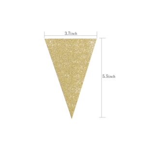 Glitter Golden Brown Green Triangle Banner Greenery Party Decoration Supplies Paper Bunting Signs for Birthday Nursery Classroom Anniversary Christmas Decoration Graduation Flags 15 pcs 10 Feet