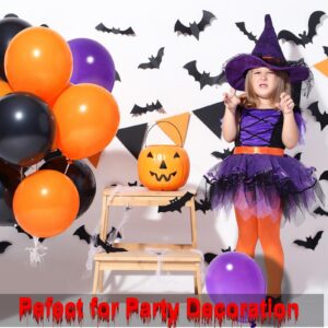 100pcs 12 inch Halloween Party Balloons (Black Orange Purple Balloons). EUFARS Thicken Latex Matte Balloons for Halloween Balloon Arch Birthday Party Decorations