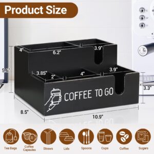 ugiftt Coffee Bar Organizer Countertop Coffee Station Organizer, Wood Coffee Cup Dispenser Lid Holder for Counter, Disposable Cup Holder Wall Mount, Farmhouse Coffee Bar Accessories and Organizer