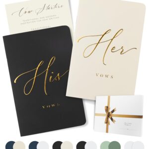 ARTESORI Wedding Vow Book for Her & Him, Soft Touch, Gold Foil Engraving, 28 Lined Pages, Wedding Vow Books His and Hers, Wedding Essentials, Wedding Registry Ideas, His and Hers Gifts [Ivory & Black]