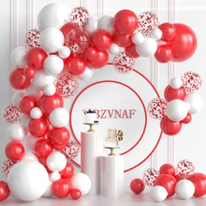 kbzvnaf red white balloons garland kit - 124pcs red white and red confetti latex balloons arch for wedding, anniversary, baby shower, birthday, christmas party decorations