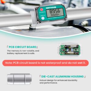GRYVOZE 1 Inch Digital Turbine Fuel Flow Meter, 2.6-26 GPM Inline NPT Thread Flowmeter with 3/4 in Adapters for Water, Diesel, Gas Oil, Gasoline, and Other Liquids - Supports Gallon, QTS, PTS, L, m³