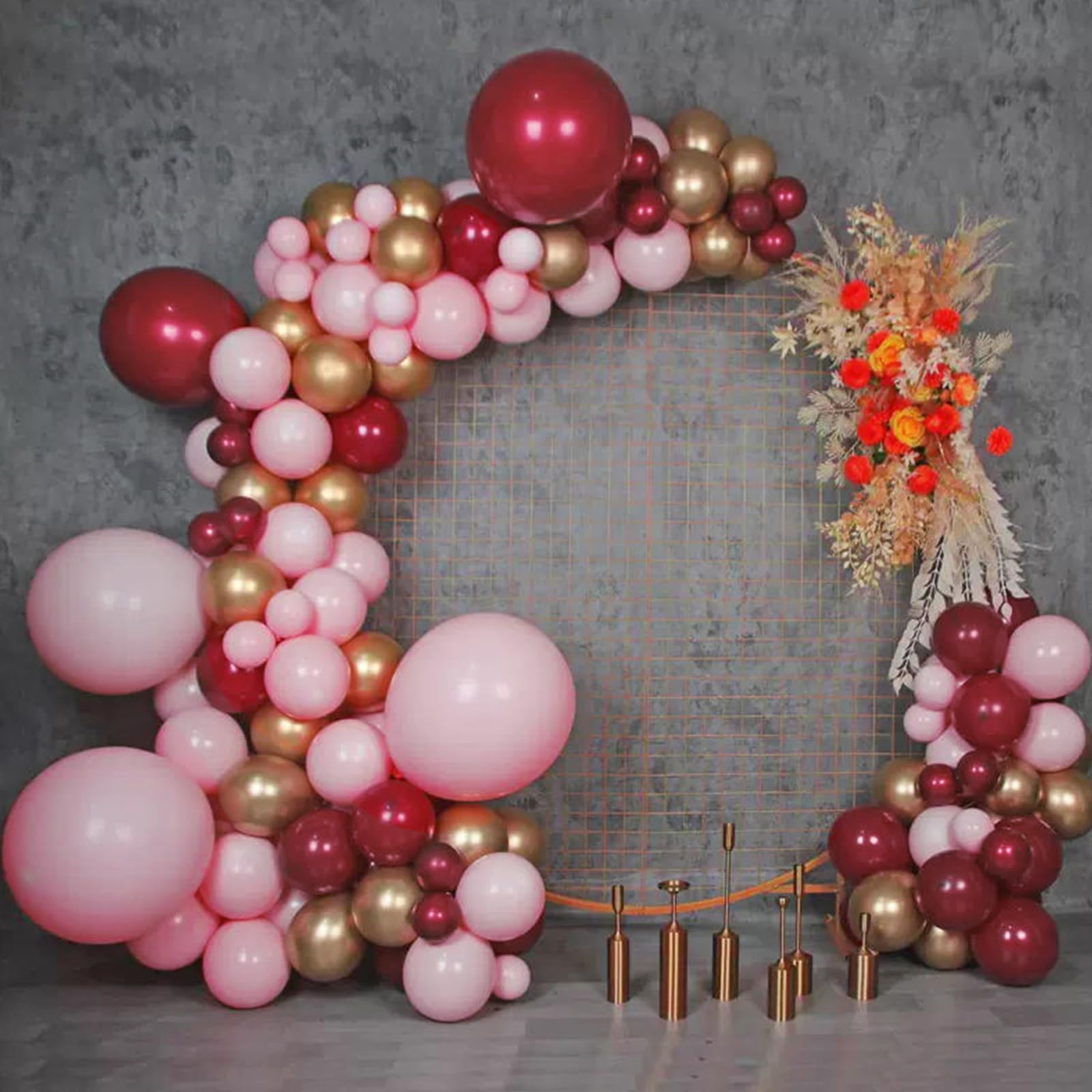 RUBFAC 120pcs Burgundy Balloons 12 Inches Latex Balloons, Pearl Wine Red Balloons for Birthday Baby Shower Graduation Anniversary Wedding Party Supplies Garland Arch Decoration