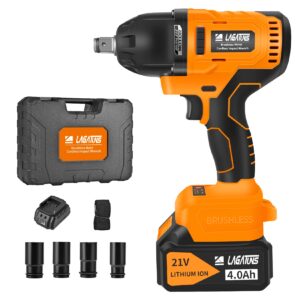 lagatuns impact wrench cordless,1/2 inch , 750nm（550 ft-lb） 2200 rpm,brushless motor，4ah battery (renewed)