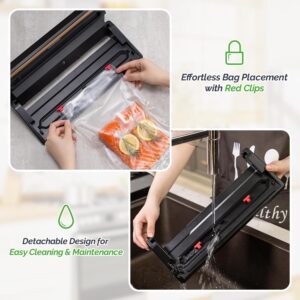 GERYON Vacuum Sealer, Automatic Food Vacuum Sealer Machine, Dry & Moist Food Modes | LED Indicator Lights | Easy-to-Clean | Compact Starter Kit | Ideal for Food Saver Sous Vide, Not for Jars/Cans