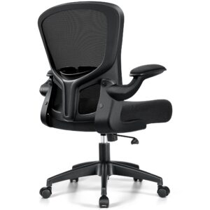 Brick Attic Office Chair, Ergonomic Desk Chair with Lumbar Support and Flip-up Armrest, Height Adjustable Mesh Swivel Computer Office Chair Black