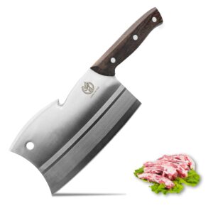 zeng jia dao meat cleaver knife, dual edges butcher knife multi-purpose kitchen chopping knife for meat cutting chinese chefs knife with ergonomic wenge wood handle with gift box