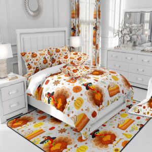 Fall Turkey Fitted Sheet for Girls Boys Kids Twin Size Happy Thanksgiving Autumn Harvest Bedding Set Room Decorative Maple Leaves Cake Bed Sheet Set Farmhouse Bed Cover Deep Pocket Bed Set