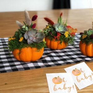 Orange Baby Little Pumpkin Paper Napkins 6.5 x 6.5 Inches Fall Themed Baby Shower Autumn Gender Reveal Tableware Ideas 50 Pack