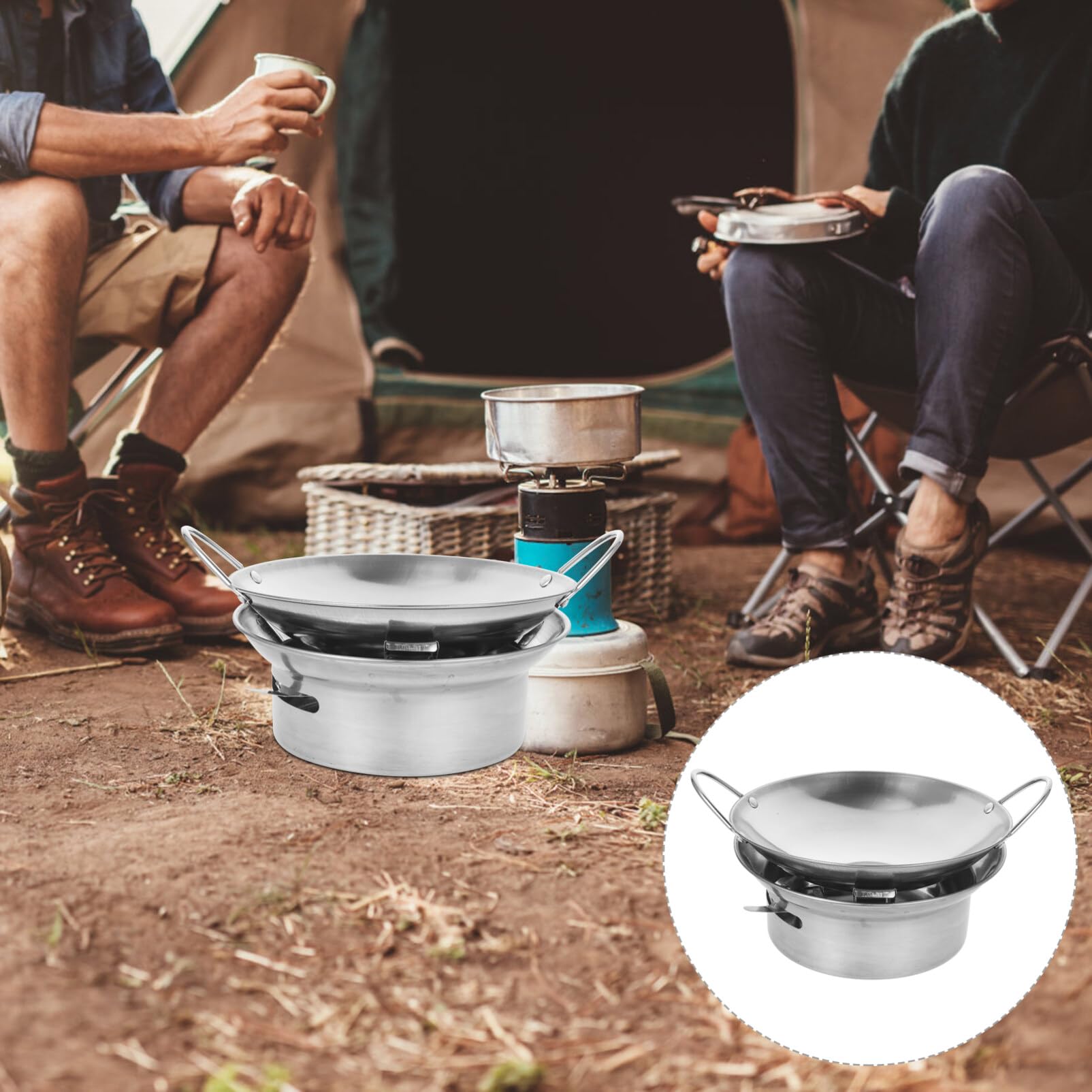 Kichvoe Hot Pot Spirit Cooker with Pot Camping Stoves Set Hot Pot Alcohols Stove Portable Efficient Stoves Burner Liquid Stove Household Stainless Steel Spirit Cookers Cookware