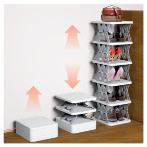 phunigeeft shoe rack, 6 tier shoe shelf without assembly, narrow small shoe storage space saving, shoe organizer for closet, front door entrance, entryway, bedroom, white