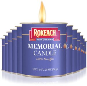 rokeach 24 hour candles, yahrzeit memorial candle, tin candles (12 pack) | yom kippur candles | emergency candles, perfect for blackouts, storms & hurricanes