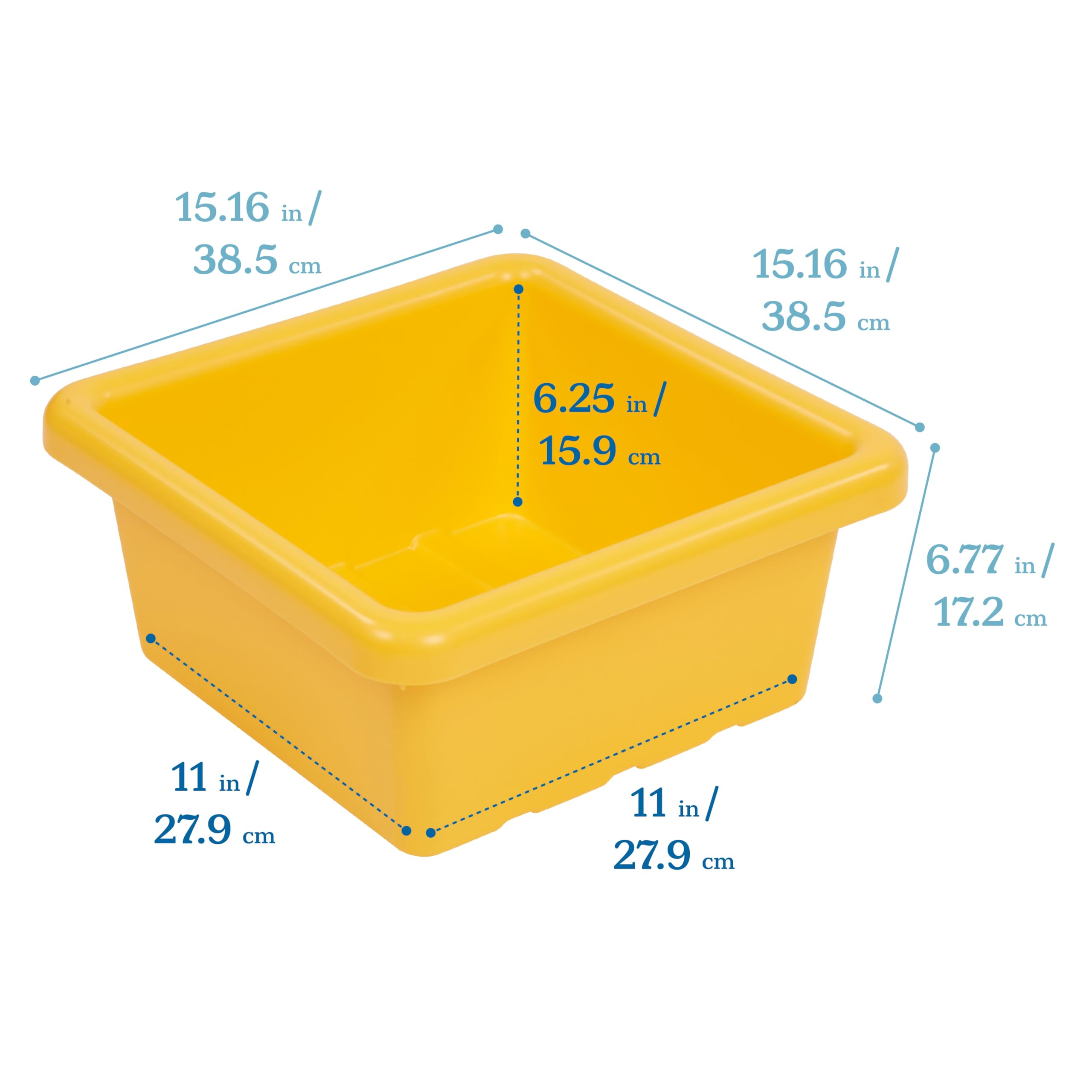 ECR4Kids Square Bin with Lid, Storage Containers, Yellow, 2-Pack