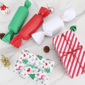 LOADSFUN Christmas Tissue Paper for Gift Bags, 120 Sheets Christmas Wrapping Paper Bulk Assorted Design Tissue Paper, Red Green White Tissue Paper for Xmas Decor Holiday Crafts (Santa Elk)