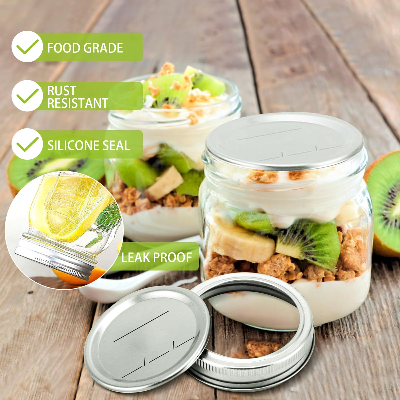 LOVE MOMENT 48PCS Canning Lids and Rings Regular Mouth, Food Grade Material, 100% Fit & Airtight for Regular Mouth Mason Jars