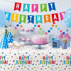 Happy Birthday Decorations: Birthday Party Supplies Set - Birthday Dots Design with Happy Birthday Tablecloth. Includes 3 Pack of 54X108inch Waterproof Plastic Table Covers for Boys/Girls Party