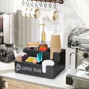 ugiftt Coffee Bar Organizer Countertop Coffee Station Organizer, Wood Coffee Cup Dispenser Lid Holder for Counter, Disposable Cup Holder Wall Mount, Farmhouse Coffee Bar Accessories and Organizer