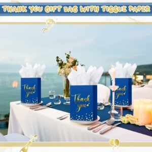 Tinlade 12 Pcs Thank You Gift Bags with Tissue Paper Gold Polka Dots Thank You Gift Bags with Handle for Wedding Birthday Baby Shower Business Shopping Party Supplies and Gifts (Royal Blue)