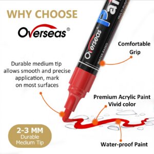 Overseas White Paint Pens Paint Markers - Permanent Acrylic Markers 3 Pack, Water Based, Quick Dry, Waterproof Paint Marker Pen for Rock, Wood, Plastic, Metal, Canvas, Glass, Fabric, Mugs. Medium Tip