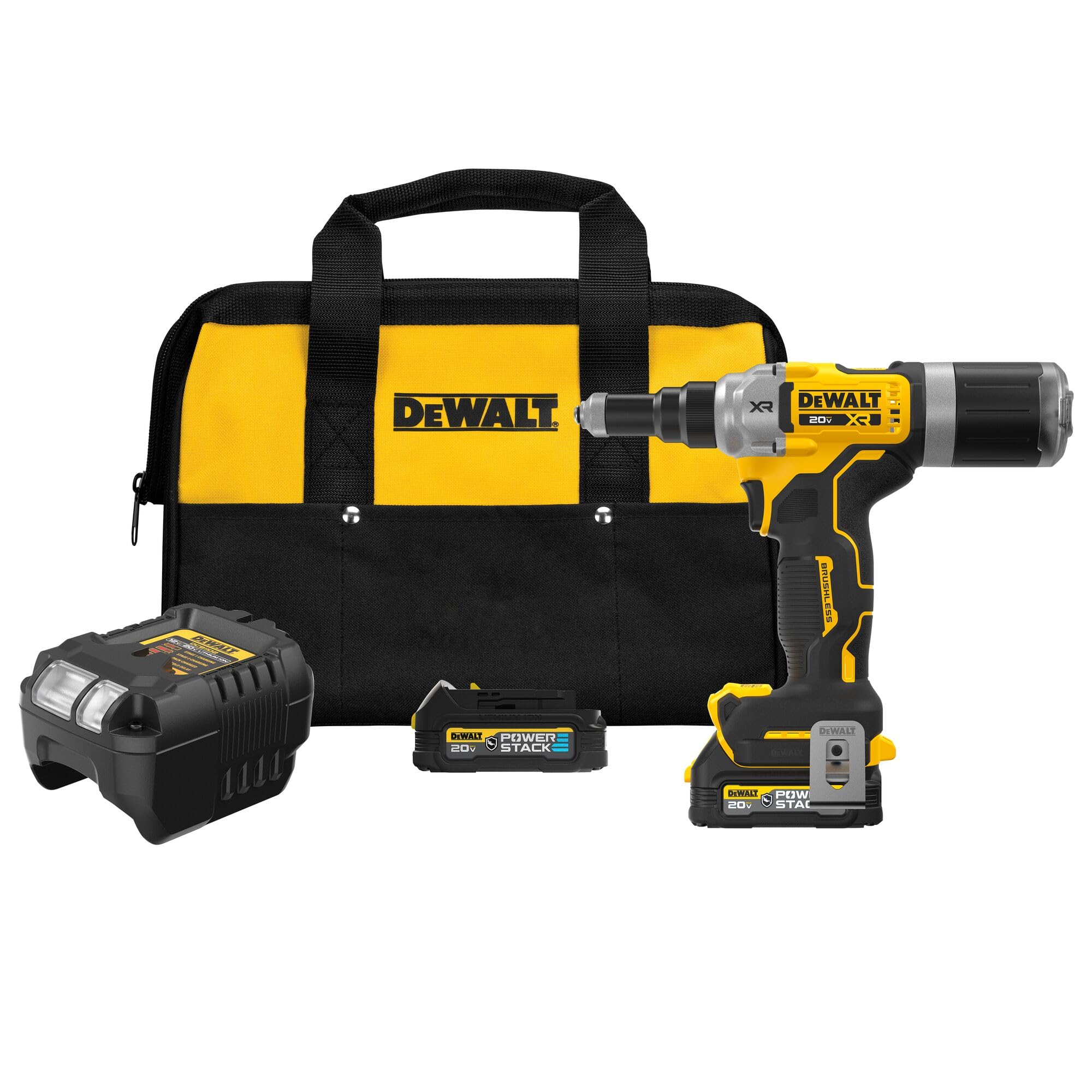 DEWALT 20V MAX XR Cordless Rivet Tool, 1/4", Battery and Charger Included (DCF414GE2)