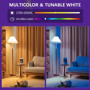 Caupureye Light Bulbs with Matter, Smart Light Bulbs, WiFi Led Light Bulb Works with Alexa/Google Home/Apple Home/SmartThings, Hub Required, Smart Bulb, Color Changing Light Bulb, A19, E26, 1 Pack