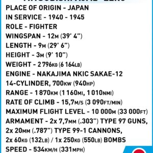 COBI Historical Collection WII Mitsubishi A6M2 Zero Japanese Fighter Plane