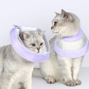 Avaner Cat Recovery Collars Lightweigt Pet After Surgery Protective Adjustable Cone Mesh Collars for Small Medium Large Cats