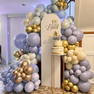 RUBFAC 129pcs Retro Blue Balloons Different Sizes 18 12 10 5 Inch Latex Dusty Blue Balloon Garland Arch for Party Decoration Gender Reveal Graduation Birthday Wedding Anniversary Baby Shower Party