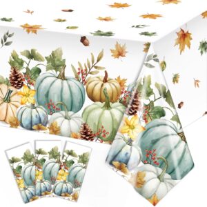 oigco 3 pcs fall tablecloth watercolor pumpkin thanksgiving tablecloth fall harvest leaves table cover set for autumn thanksgiving party supplies, 54 x 108 inch