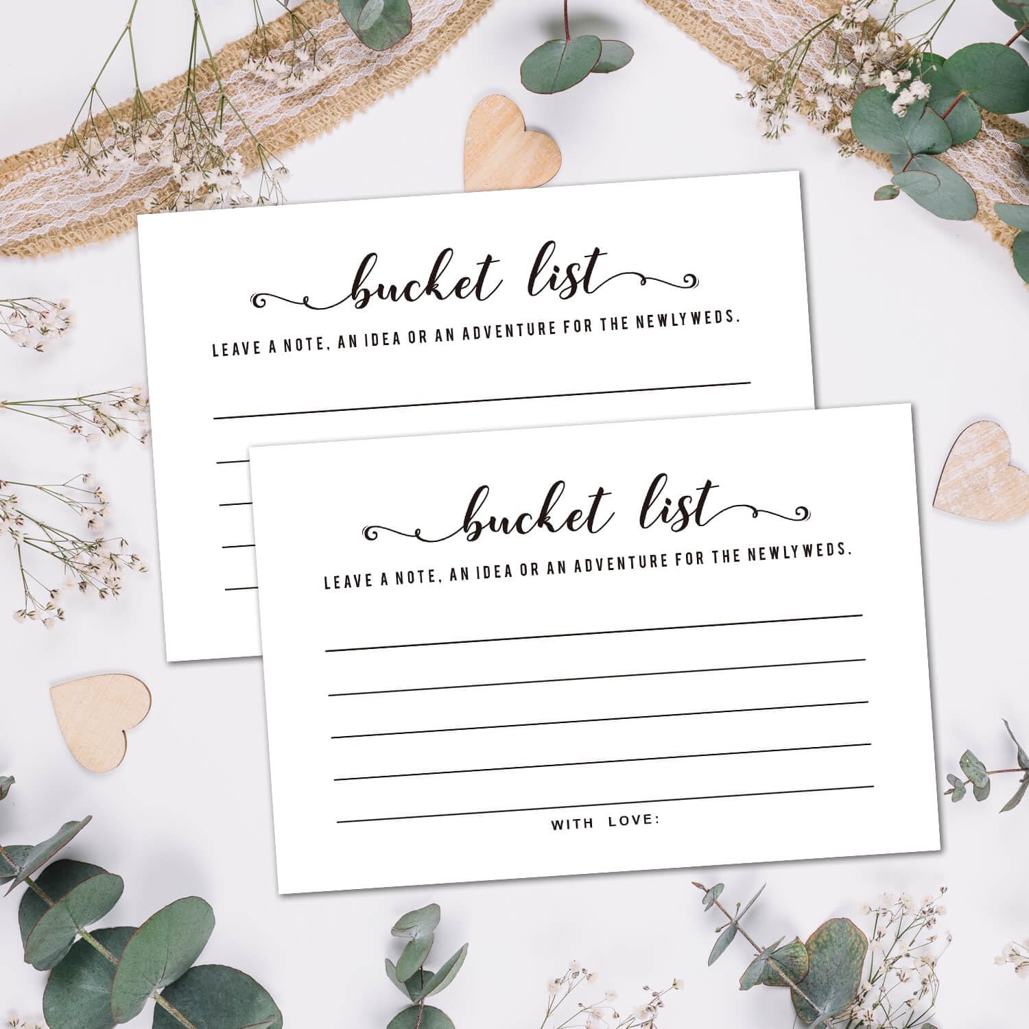 50 Wedding Bucket List Cards for Bridal Showers Wedding Reception Activities, Bucket List Suggestion Cards - Fun Party Game Activity Guestbook for Graduation, Retirement, Anniversary, and Birthday.