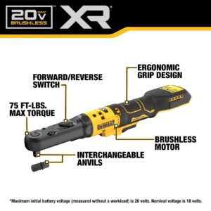 DEWALT 20V MAX XR Cordless Ratchet Set, 3/8" and 1/2" Sealed Head Ratchet, Battery and Charger Included (DCF510GE1)