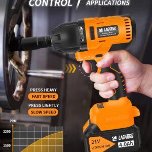 Lagatuns impact wrench cordless,1/2 inch , 750NM（550 Ft-lb） 2200 RPM,Brushless Motor，4AH Battery (Renewed)