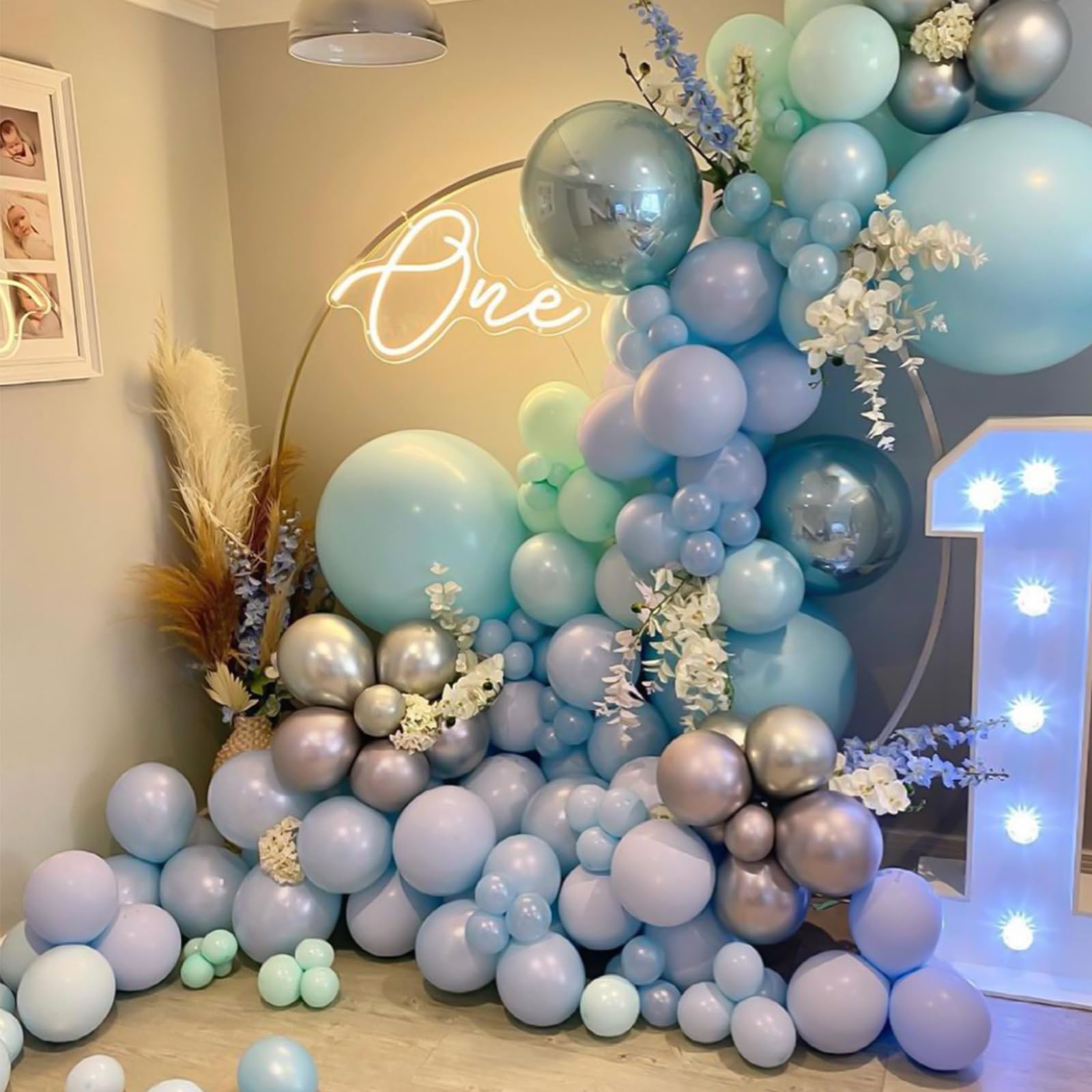 RUBFAC 129pcs Retro Blue Balloons Different Sizes 18 12 10 5 Inch Latex Dusty Blue Balloon Garland Arch for Party Decoration Gender Reveal Graduation Birthday Wedding Anniversary Baby Shower Party