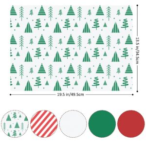 120 Sheets Christmas Tissue Paper for Gift Bags, Red Green and White Tissue Paper Bulk Assorted Design Gift Wrapping Paper, Xmas Tissue Paper for Crafts Holiday Decor